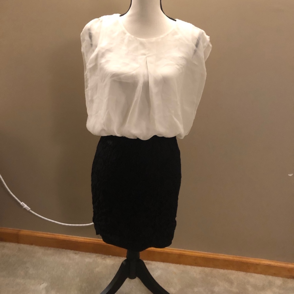 White and Black Lace Dress